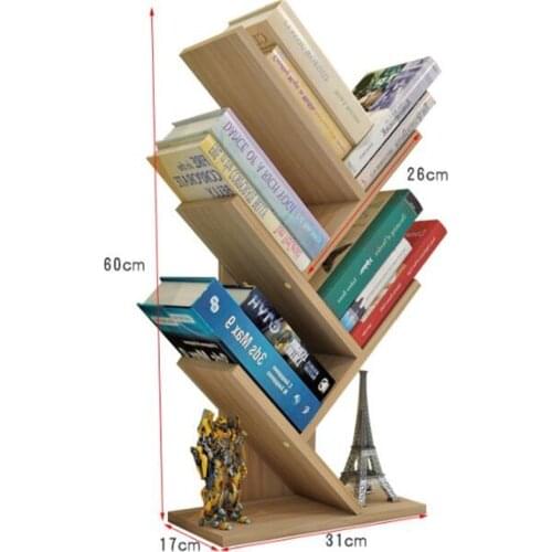 60*31*17CM Modern Desktop Bookshelf Four Layer Office Bookcase Wood Children Bedroom Bookrack