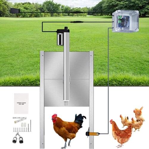 110V 220V Automatic Chicken Coop Door Opener Close Kits Heavy-duty Aluminum Outdoor Remote Control Timer Automatic Henhouse Door