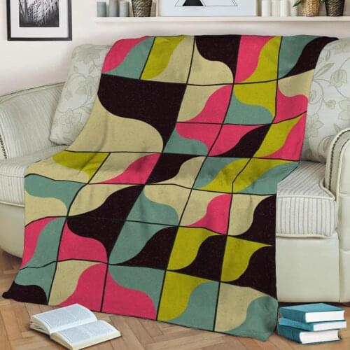 Abstract Geometric Pattern 3D Printed Velvet Plush Throw Fleece Blanket Bedspread Sherpa Blanket Home Decora