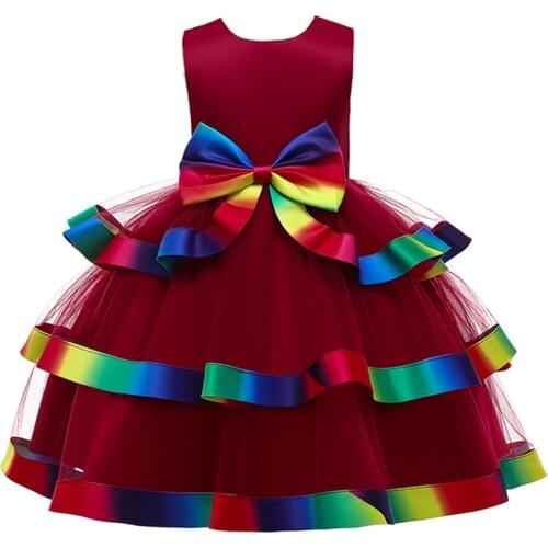 Kids Dresses For Girl Rainbow Elegant Girls Birthday Princess Dress Party Christmas Halloween Costume Children Dress Clothes