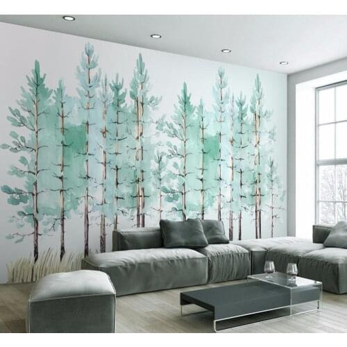 Beibehang Home Decorative Mural Custom Wallpaper Modern Fashion Mint Green Fresh Woods TV Wall Background mural 3d wallpaper