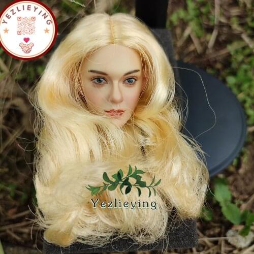 1/6 Scale Action Figure Asian Girl Head Sculpt Beauty Female Head Blonde Curly Hair For 12Inch PH TBLeague Yellow Body Figure