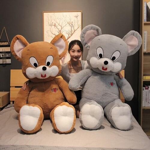 55/80CM Hamster Mouse Plush Toy Stuffed Soft Animal Hamtaro Doll Lovely Kids Baby Toy Happy Mouse Birthday Gift for Children