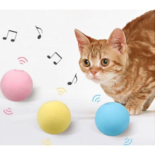 Cat Toys Kitten Plush Ball Lovely Safe Easy-cleaning Pet Automatic Roller Ball Button Battery Animal