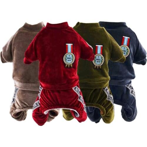 Warm Sportive Dog Clothes Velure Dog Jumpsuit Soft Winter Pet Overalls for Dogs Fleece Inside Sleeve 4 Color XS S M L XL