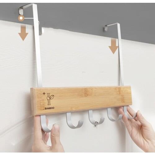 Creative Door Hooks Bamboo Clothes Hanger Rack Punch-free Hangers Nail-free Bag/Hat hooks Aluminum alloy 5hook