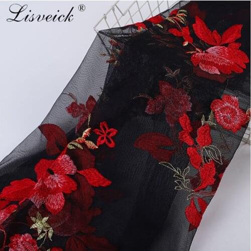 1meter135cm Net yarn Rose flower heavy work embroidery lace fabric African French lace fabric diy dress skirt clothing access