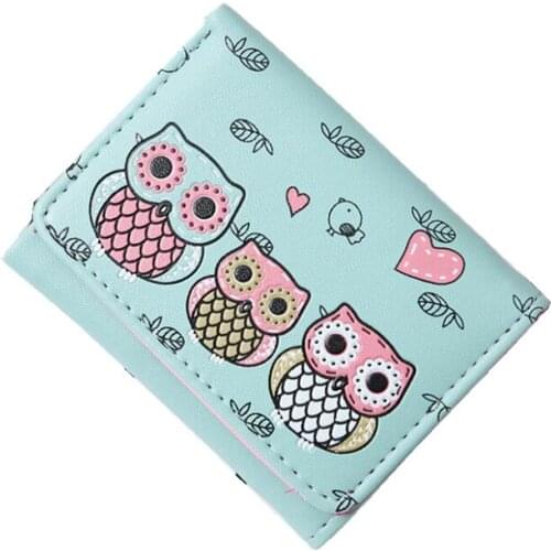 M334 Cartoon Owl Designs Short Women Wallet Ladys Hand With A Small Bag Of Lovable Buckles Student Girl Gift Wholesale