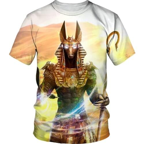 Anubis 3D Print Men T-shirt 2021 Summer O Neck Short Sleeve Tees Tops Ancient Egypt Style Male Clothes Fashion Casual T-shirts