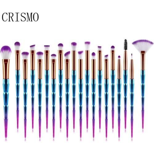 CRISMO 20pcs Diamond Makeup Brushes Set Powder Lip Foundation Eyeliner Blending Eyeshadow Brush Makeup Kit Pincel Maquiagem