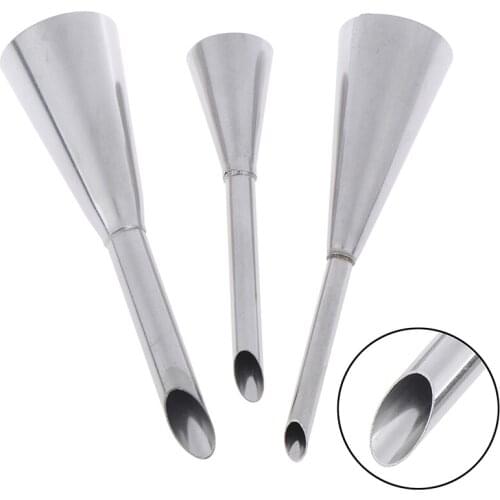 3pcs/set Piping Bag Nozzles Set Stainless Steel Cupcake Cake Decorating Tips For Puff Cream Pastry Piping Nozzles