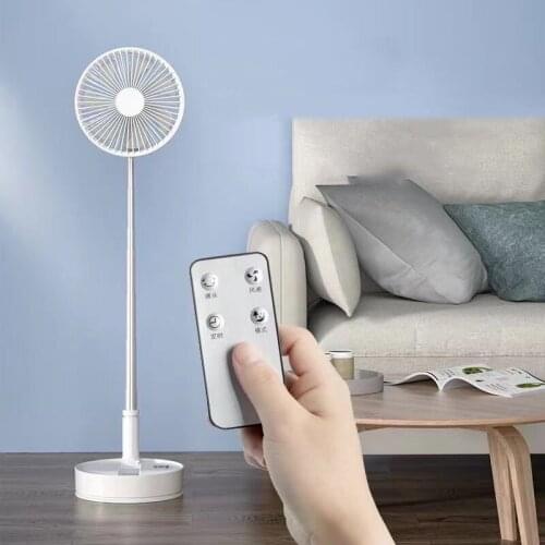 Rechargeable Desktop Air Cooling Fan Built-in Battery Portable Remote Control Strong Wind Ventilator Foldable Small Sized Fan