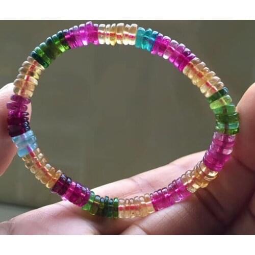 6mm Top Natural Colorful Tourmaline Quartz Clear Abacus Beads Bracelet From Brazil Women Men Crystal Genuine AAAAAA