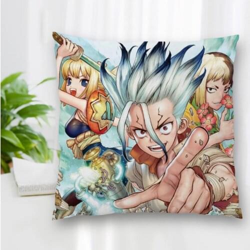 Custom Anime Dr STONE Pillowcase With Zipper Bedroom Home Office Decorative Pillow Sofa Pillowcase Cushions Pillow Cover 40x40cm