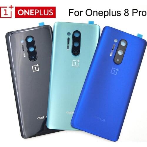 New OnePlus 8 Pro Glass Back Battery Cover Rear Door Housing Case Replacement For One Plus 1+ 8Pro With Camera Lens+Logo+Sticker
