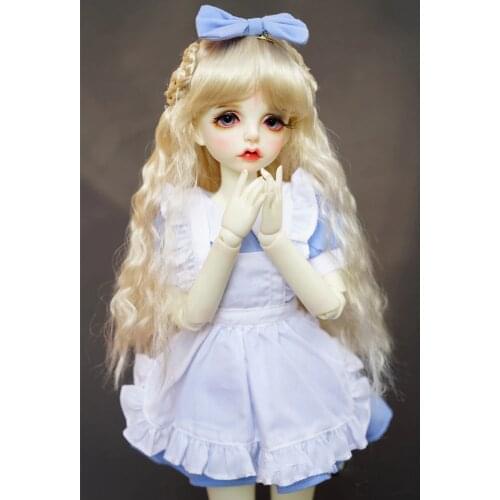 BJD doll clothes suit suitable for 1-4 1-6 size MSD YOSD bowknot maid dress pink blue suit doll accessories