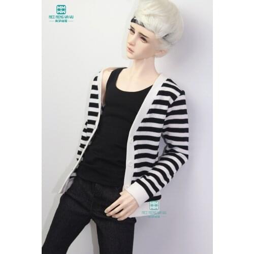 BJD doll clothes fits 70-80cm bjd uncle fashion Printed knit vest striped cardigan