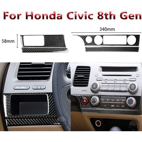 Car Air Conditioning AC Button Panel Frame Left Side Headlight Switch Cover Carbon Fiber Trim For Honda Civic 8th Gen 2006-2011