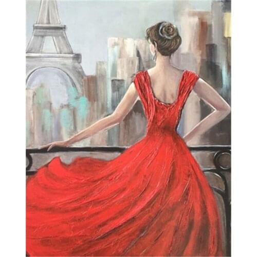 5D Full Square Diamond Painting Sexy Dancer In Red Portrait Diamond Embroidery Cross Stitch Rhinestones Home Decor