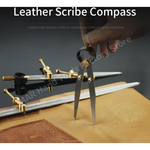 Industrial Grade Leather Scribe Compass Scribing Gauge Carbon Steel Durable Metal Adjustable Precise Scribe Measuring Tool