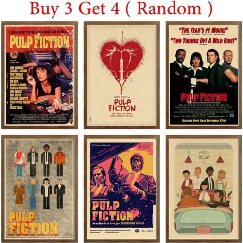 Pulp Fiction Art Printing Kraft Paper Print Retro Movie Poster Wall posters & prints Funny Art Print photo For room decor42X30cm