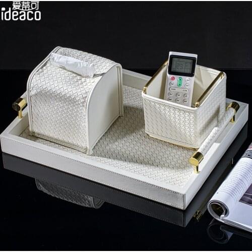 Nordic Luxury Tissue Boxes Creative Simple Modern Leather Container Napkin Tissue Boxes Boite A Rangement Home Garden DB60ZJ
