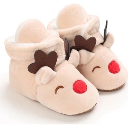 Christmas Winter Ins Newborn Baby Boy Girl Shoes Cartoon Soft Sole Non-slip Snow Bootie Footwear Warm Boot Crib Shoes 0-18M