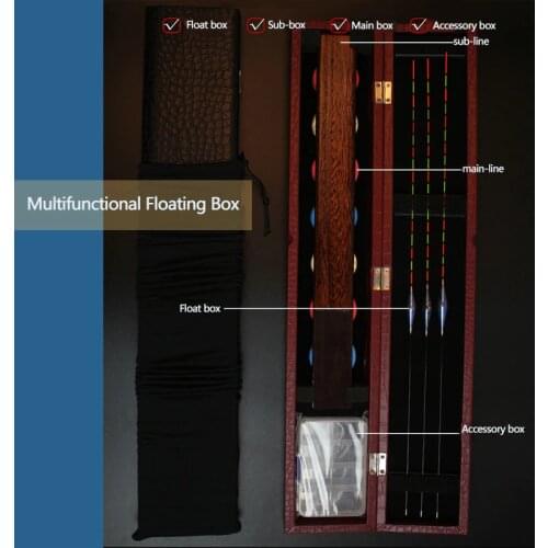 RQNQ 1PCS 2021 New leather appearance paulownia buoy storage box large capacity float buoy box fishing tackle box