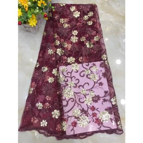 Nigerian Wedding Mesh Sequins Lace High Grade 2021 African French Net Fabric With Gold And Color Small Sequin Fabric A226