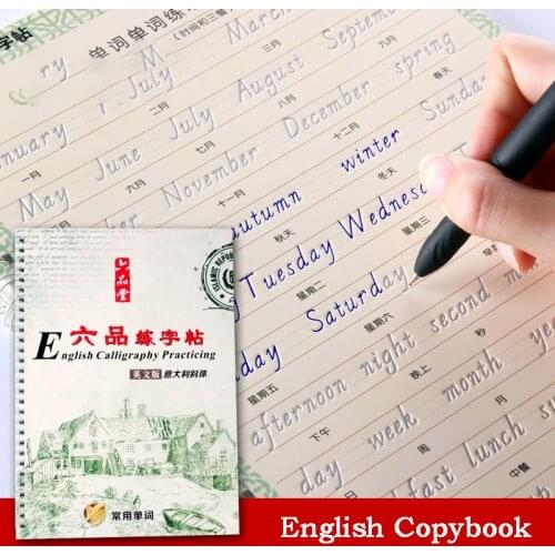 Adultt English Calligraphy Copybook Kids Writing beginner Handwriting Ltalic English Student Art Supplies Reuse Practice Book
