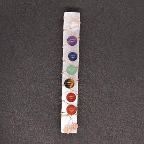 Trendy-beads Rose Gold Color Wire Wrap Irregular Shape Crystal with Round Beads Pendant Meditation Jewelry