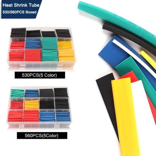 Boxed 530/560PCS Heat Shrink Tubing Insulation Shrinkable Tubes Assortment Electronic Wire Cable Sleeve Kit Heat Shrink Tubes