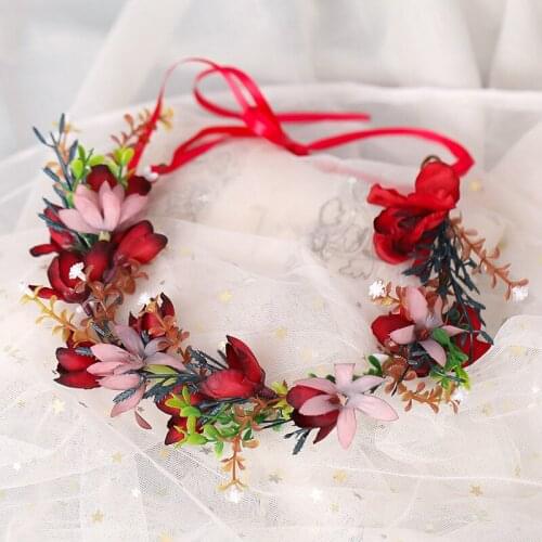 Garland Veil Accessories Fabric Flower Veil Hair Band Bridal Headdress Wedding Bridal Hair Accessories