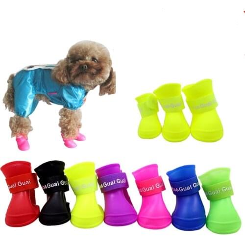 Waterproof Pet Dog Cat Rain Shoes Pet Dog Rain Shoes for Dogs Booties Rubber Portable Anti Slip