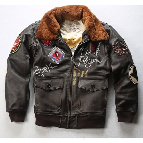 Air force G1 flight jacket men Tom Cruise fur collar cow leather pilot jacket men top gan Graffiti winter genuine leather coat