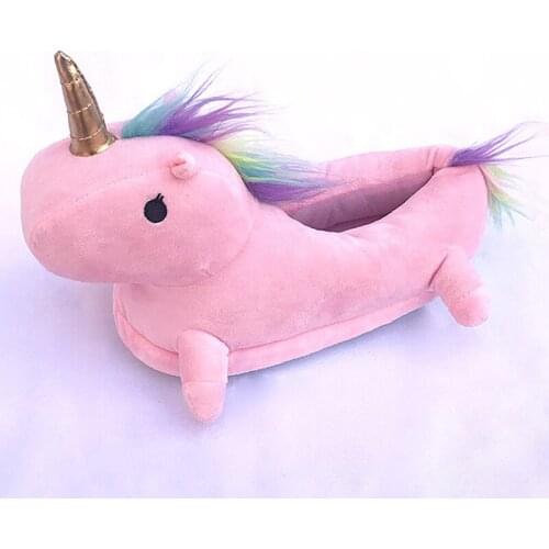 Winter Home Unicorn Cotton Slippers Womens New Warm Plush Slides Flat Soft Comfort Casual Indoor Furry Sandals