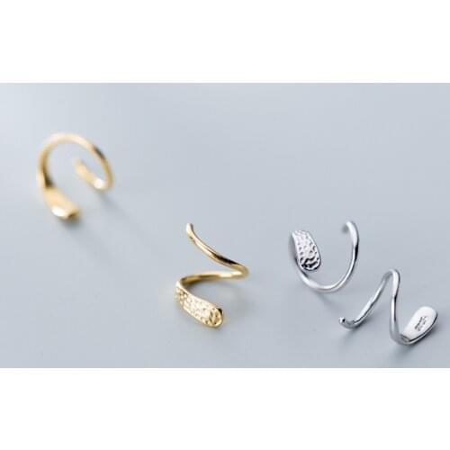 MloveAcc 100% 925 Sterling Silver Women Spiral Snakelike Ear Bones Ear Buckle Ring Mini Double Ring Earrings Jewelry