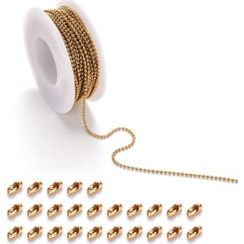 Gold 304 Stainless Steel Bead Chain Bead Waist Buckle DIY Ornament Accessories Set Handmade Necklace Ingredients jewelry making