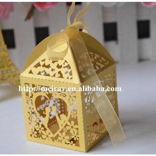 Gold indian wedding favor boxes,laser cut muslim gift box,romantic wedding boxes