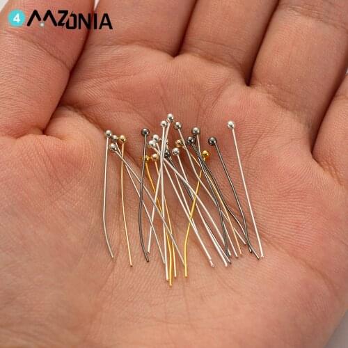 200pcs/lot 16 20 25 30 35 40 45 50 mm Gold Metal Ball Head Pins For Diy Jewelry Making Head pins Findings Supplies