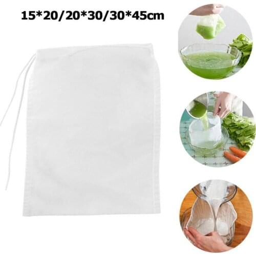 1pc Fine Mesh Nylon Food Strainer Bag Filter Bag For Nut Milk Juice Beer Brew Bag Home Brew Filter Bag With String Malt Mash Bag