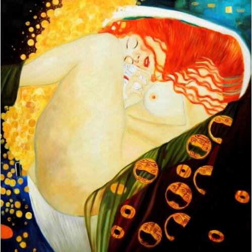 100%Handmade Oil Painting Hand gustav klimt gril 24x24 inch oil painting shipping free