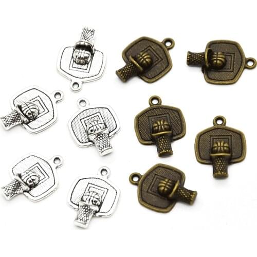 25pcs Tibetan Silver Plated Basketball rebound Charms for Jewelry Making Accessories DIY 20*14*1.5mm