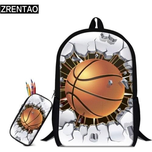 ZRENTAO 3D cartoon mochilas 2PCS\set school backpack with pencil case rugzak boys girls double shoulder book bags travel bags