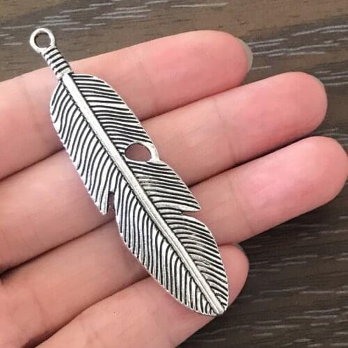 10PCS DIY Jewelry Making Large Feather Charms Vintage Bohemian Pendant Charm for Necklace Earrings book marks key chains