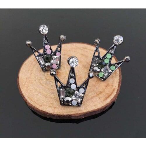 50pcs Crystal And Stones Crown Rhinestone Appliques strass Vintage Hairpin Decor C Buckle Button Brooch Accessory Embellishment