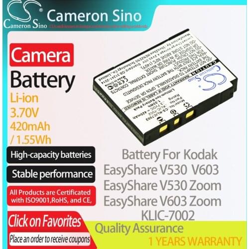 CameronSino Battery for KODAK EasyShare V530 V603 EasyShare V530 Zoom EasyShare V603 Zoom fits Kodak KLIC-7002 camera battery