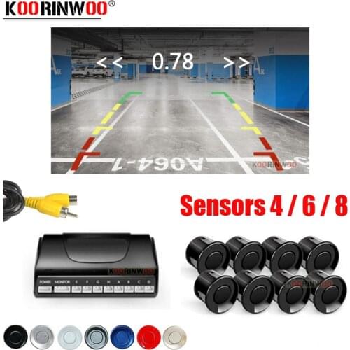 Koorinwoo Car parking sensors 8/6/4 Buzzer Parkmaster Alarm Black White Red Car Detector System Show Distance Parking Assistance