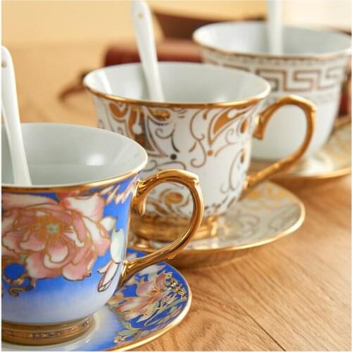 British Porcelain Coffee Cup And Saucer sets Classic Ceramic Afternoon Tea cup Espresso Cup Milk cup Hotel home drinking ware