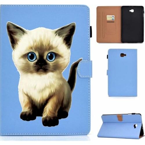 Tablet Case for Samsung Galaxy Tab A SM-T580 SM-T585 10.1" Coloured Drawing PU Leather Flip Smart Silicone Back Stand Cover+pen